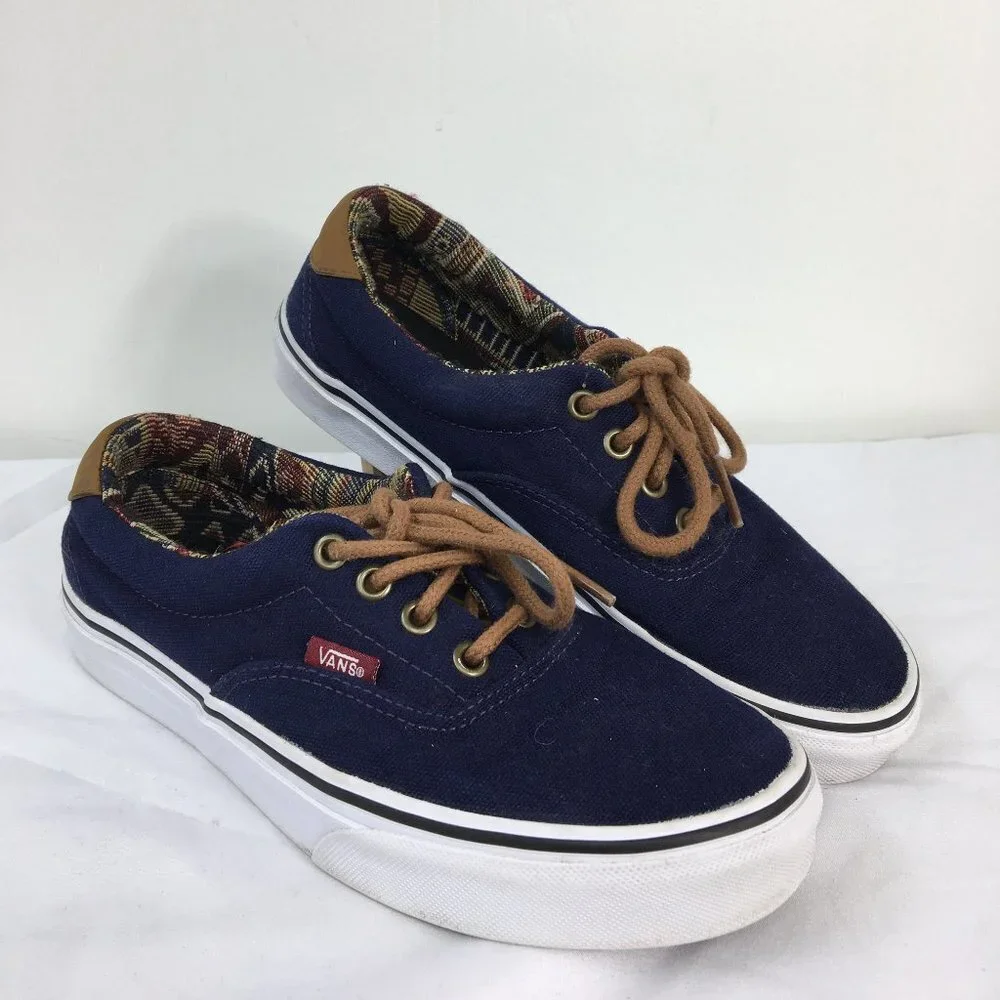 Vans Era Blue Navy and Brown Lace Up Low Top Sneakers Unisex Size 6M/7.5W GREAT